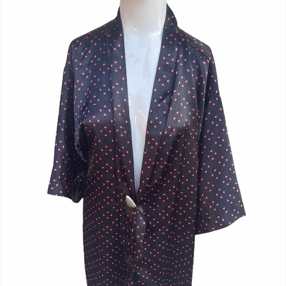 Bath Robe Hearts Pattern Size S Bell Sleeves Smoot